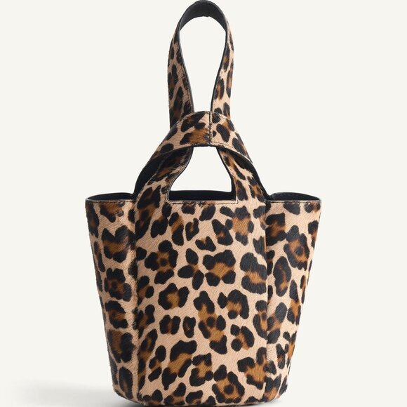 Zara X Kate Moss ANIMAL PRINT LEATHER MINI BUCKET BAG, NWT - Picture 1 of 10